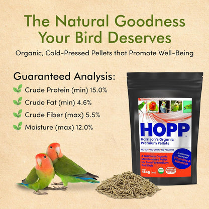 Harrison's Organic Premium Pellets- a Well-Balanced, Certified Organic Small to Medium Pet Bird