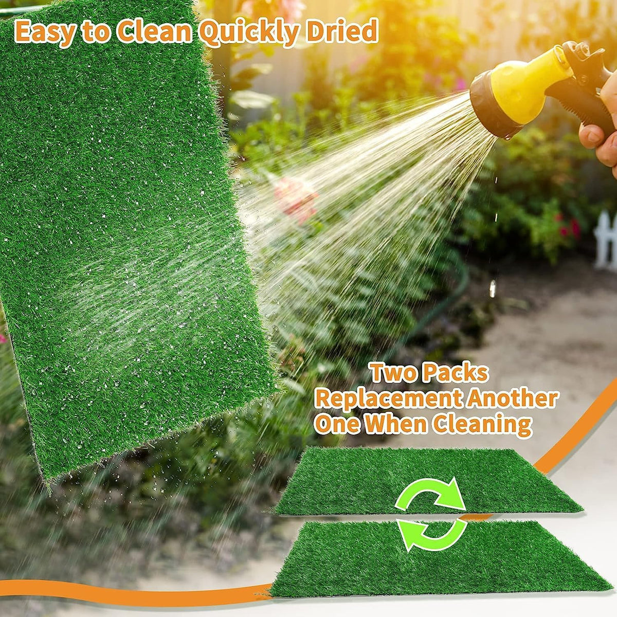 LOOBANI Dog Grass Pee Pads, 2 Pack Artificial Grass Pads for Potty Tray, Fake Grass for Dogs to Pee