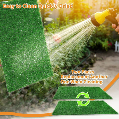 LOOBANI Dog Grass Pee Pads, 2 Pack Artificial Grass Pads for Potty Tray, Fake Grass for Dogs to Pee
