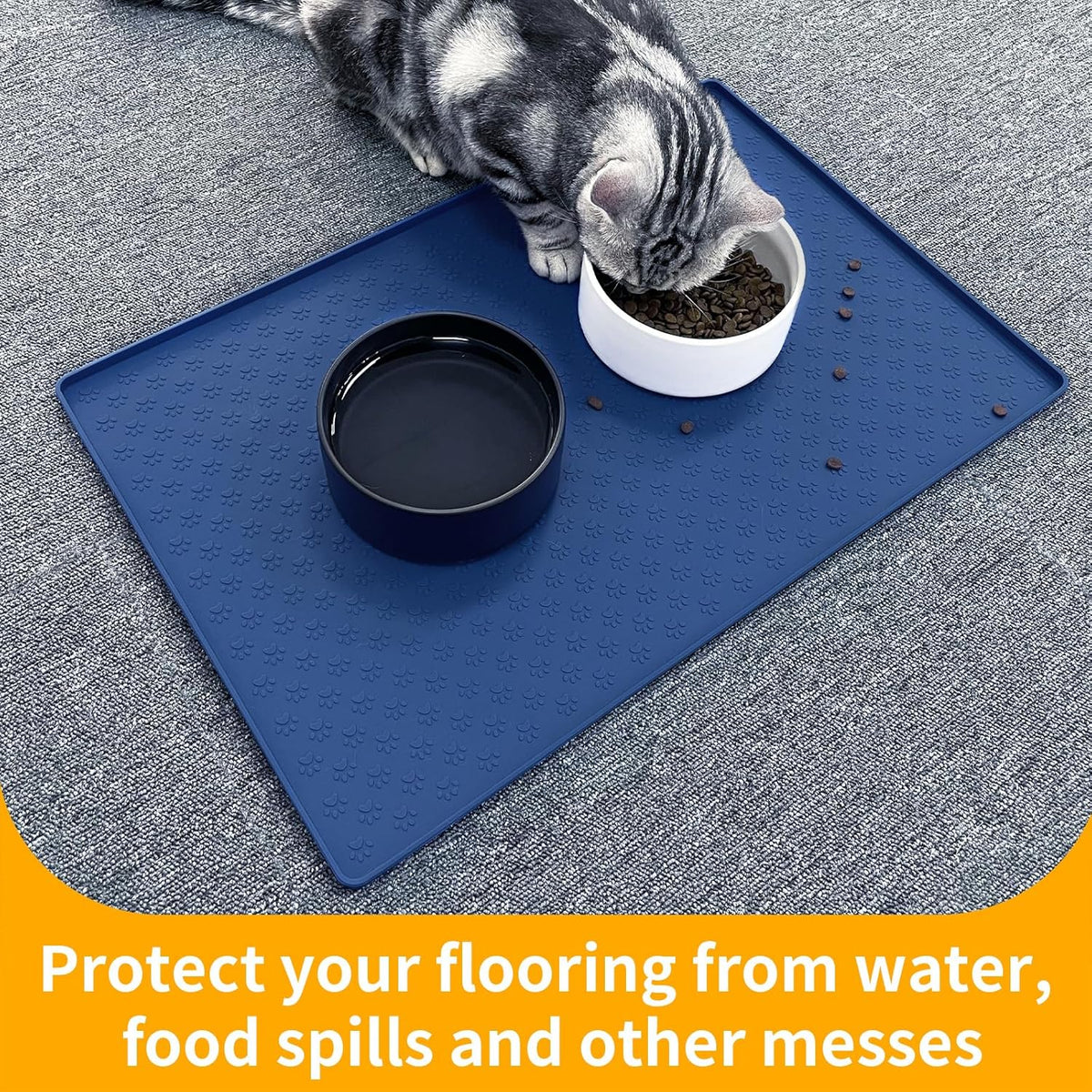 Ptlom Silicone Pet Placemat for Dog and Cat, Waterproof Non-Slip Pet Feeding Bowl Mats for Food and