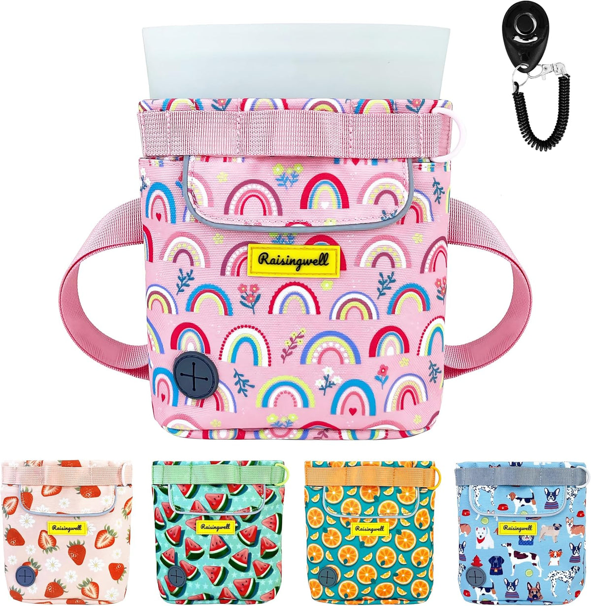 Dog Treat Pouch for Pet Walking and Training with Clicker 2 Cup Silicone Bag Small Fanny Pack