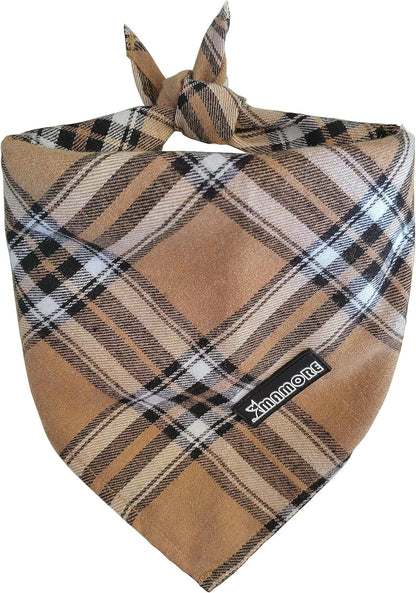 Adjustable Plaid Dog Bandanas,1PC Soft Washable Cotton Triangle Bib Kerchief Scarfs for Small