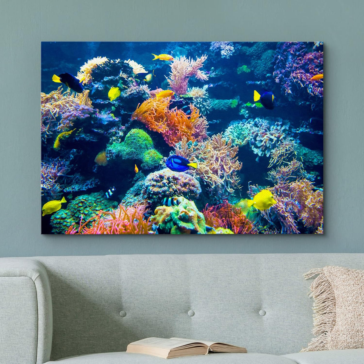 wall26 Canvas Print Wall Art Vibrant Multicolor Coral Reef Fish Ecosystem Nature Animals