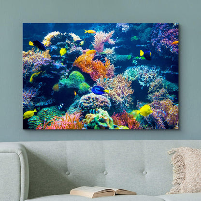 wall26 Canvas Print Wall Art Vibrant Multicolor Coral Reef Fish Ecosystem Nature Animals