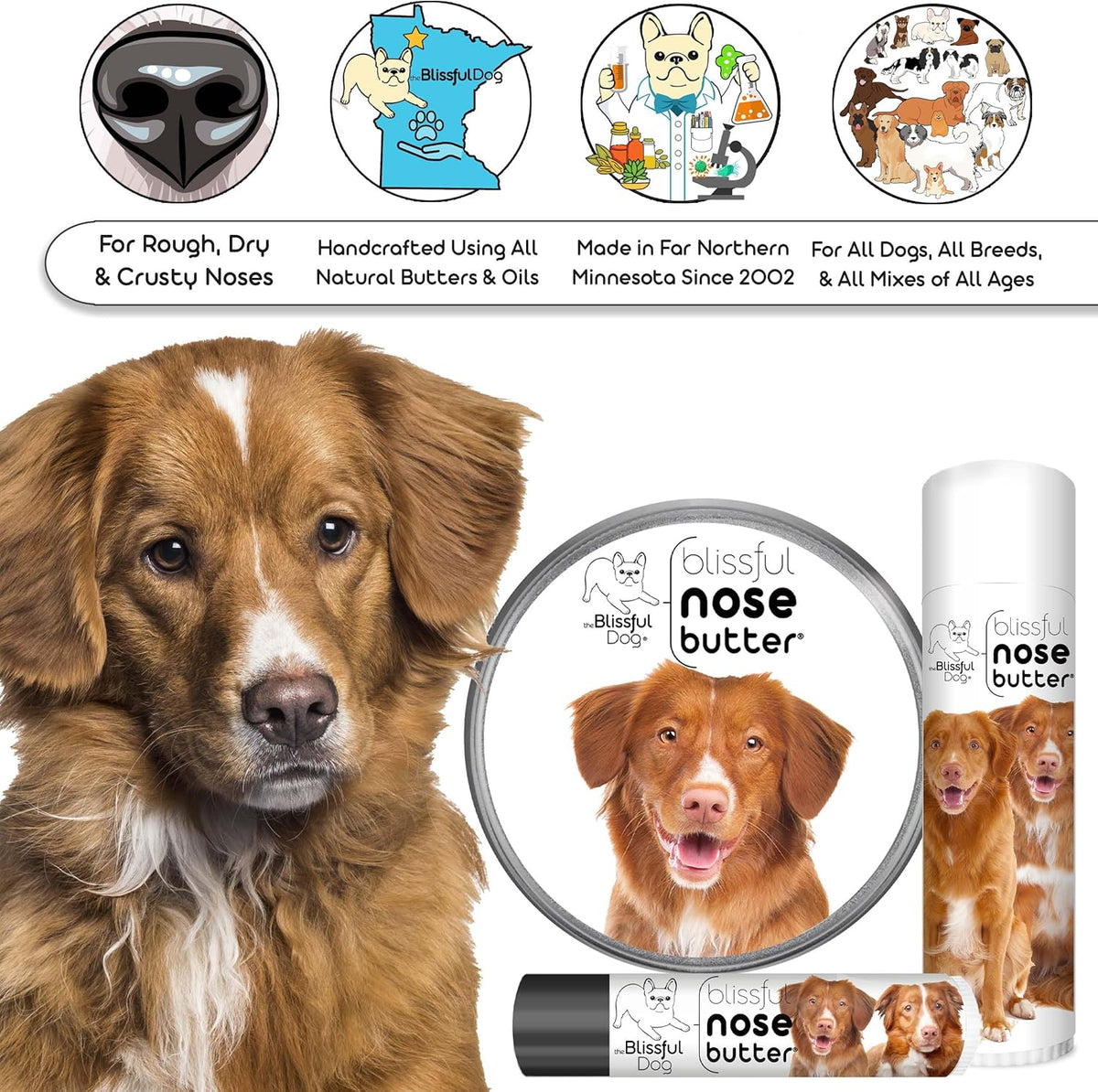 The Blissful Dog Nova Scotia Duck Tolling Retriever Unscented Nose Butter - Dog Nose Butter, 16