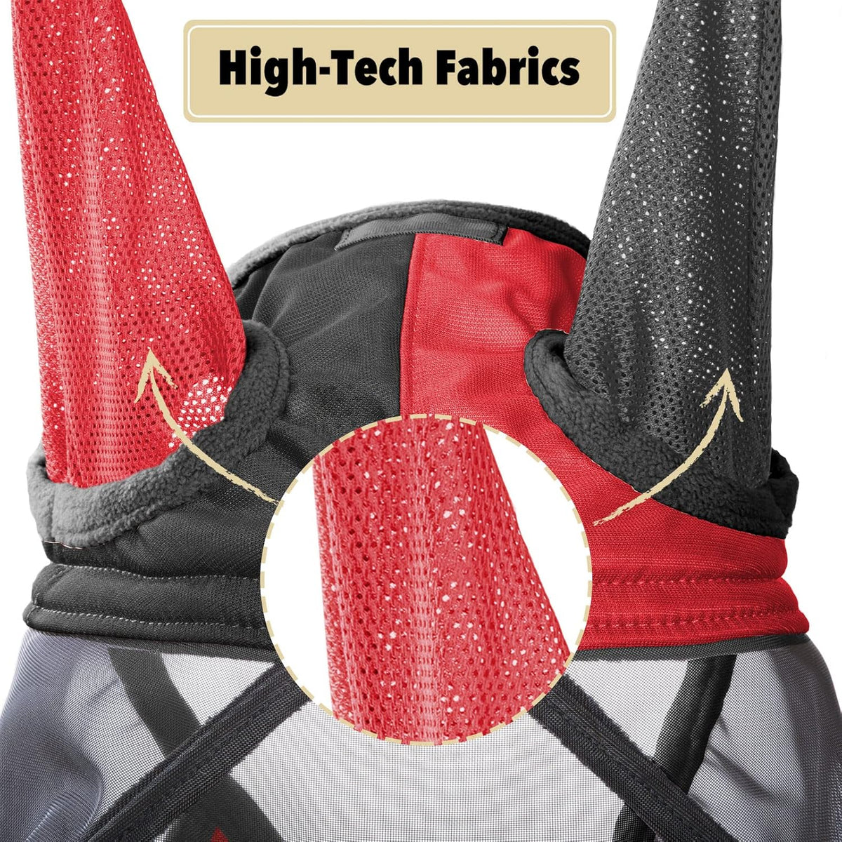 Harrison Howard Pro Luminous Horse Fly Mask Standard with Ears UV Protection for Horse Scarlet