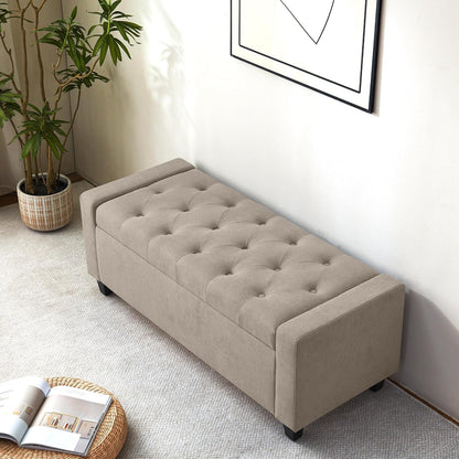 Ottoman with Storage, 48.8" Fabric Storage Ottoman Bench with Hinge, Bedroom Bench, Upholstered