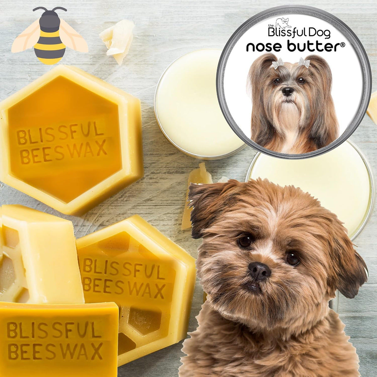 The Blissful Dog Lhasa Apso Nose Butter for Dry, Cracked Skin, Lick-Safe Dog Nose Balm with