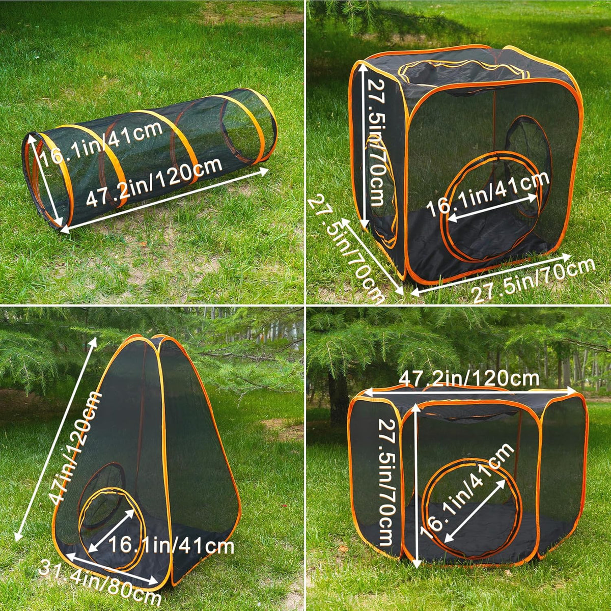 7 in 1 Outdoor Cat Enclosure, Foldable Pop-Up Mesh Playpen Tunnel for Pet Run, Foldable Outside