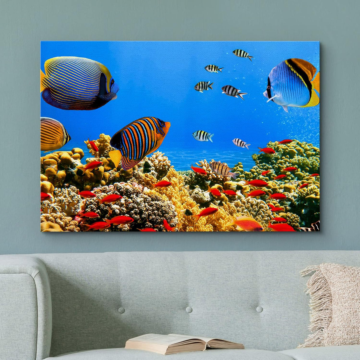 wall26 Canvas Print Wall Art Tropical Island Underwater Fish Red Anemone Nature Animals Photography