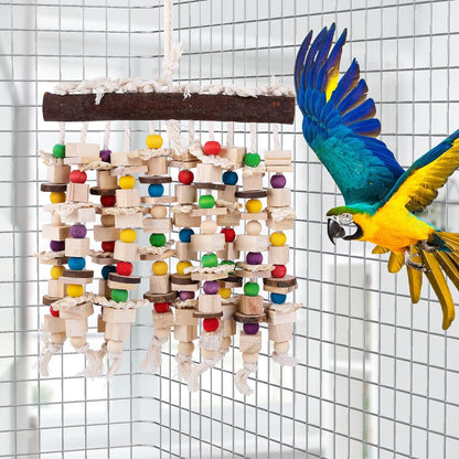 Deloky Large Bird Parrot Chewing Toy -Natural Wooden Blocks Bird Parrot Tearing Toys Suggested for