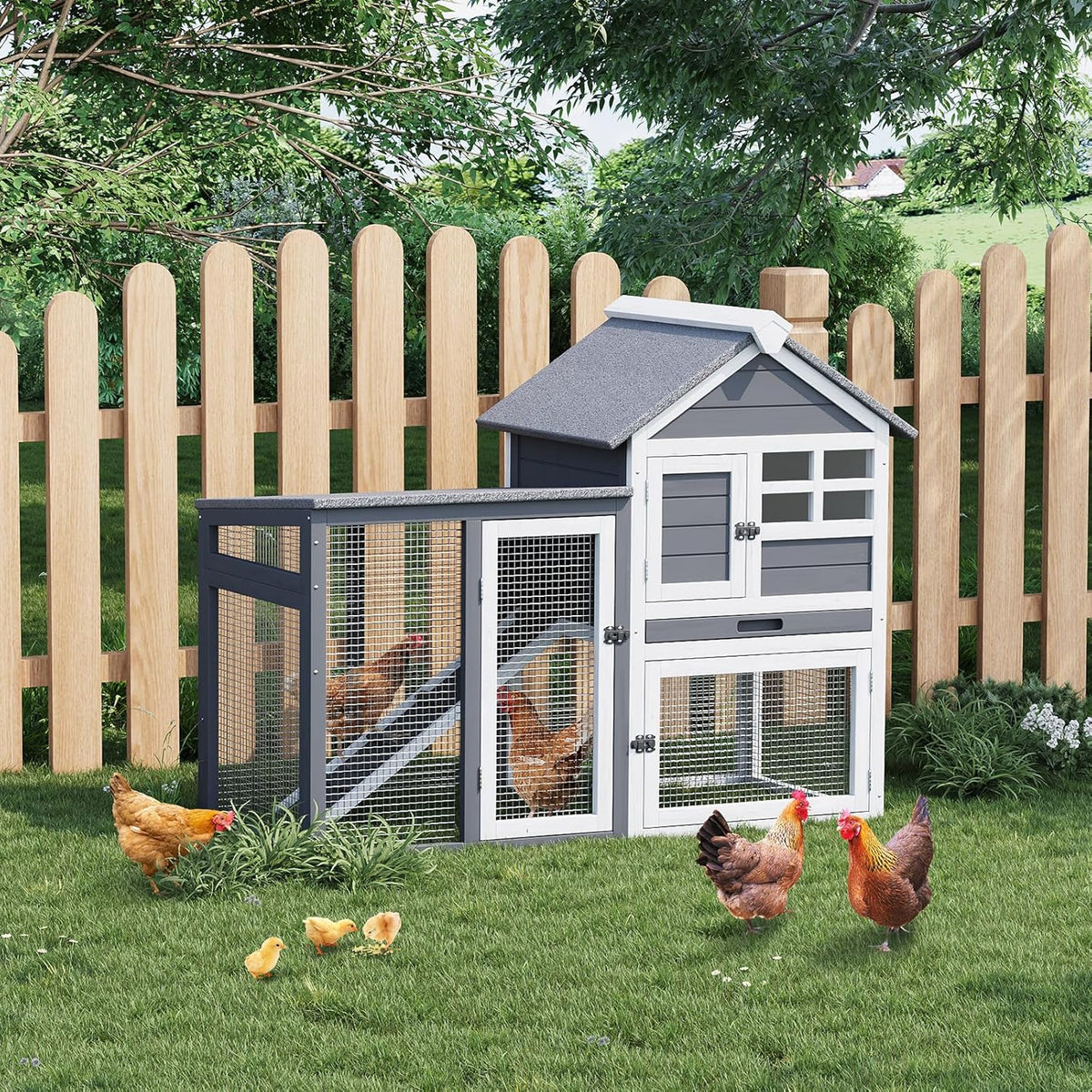 Rabbit Hutch 2-Tier, Small Wooden Chicken Coop for Outdoor Use - Weatherproof Small Animal Hutch