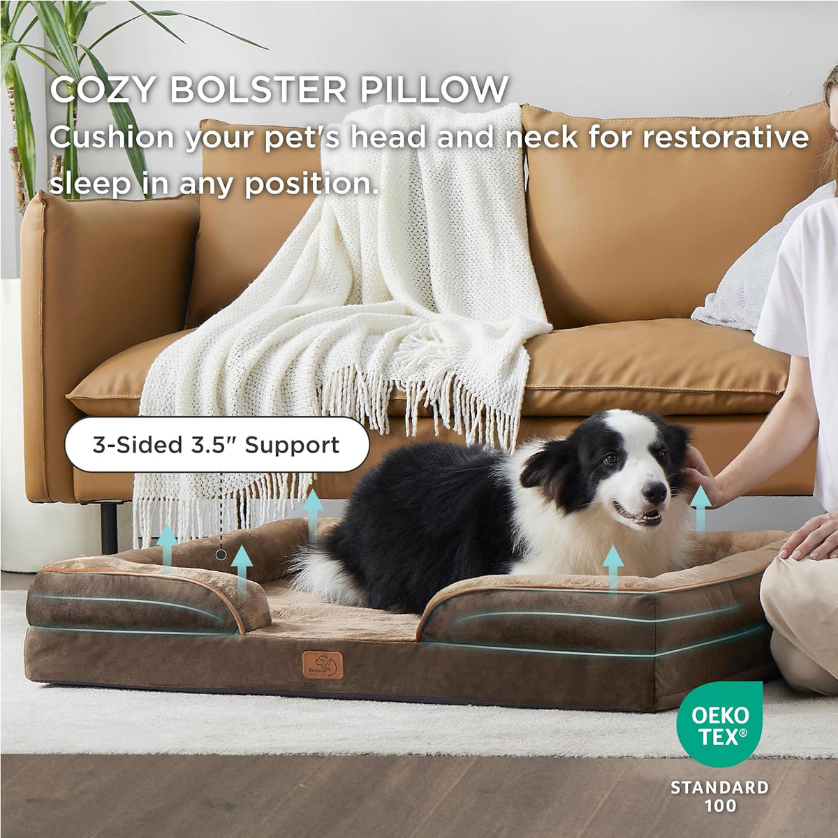 Bedsure L Plus Orthopedic Dog Bed for Large Dogs - Washable Dog Cat Bed Waterproof, L Plus Big