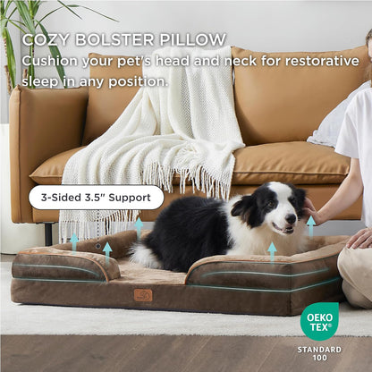 Bedsure L Plus Orthopedic Dog Bed for Large Dogs - Washable Dog Cat Bed Waterproof, L Plus Big