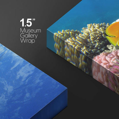 wall26 Canvas Print Wall Art Tropical Yellow Fish with Vibrant Coral Reef Nature Ocean Photography