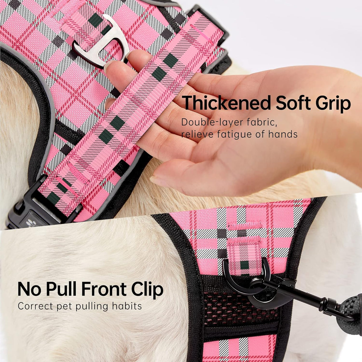 NESTROAD No Pull Dog Harness with Leash, Reflective No Choke Pet Vest Harness,Adjustable Soft