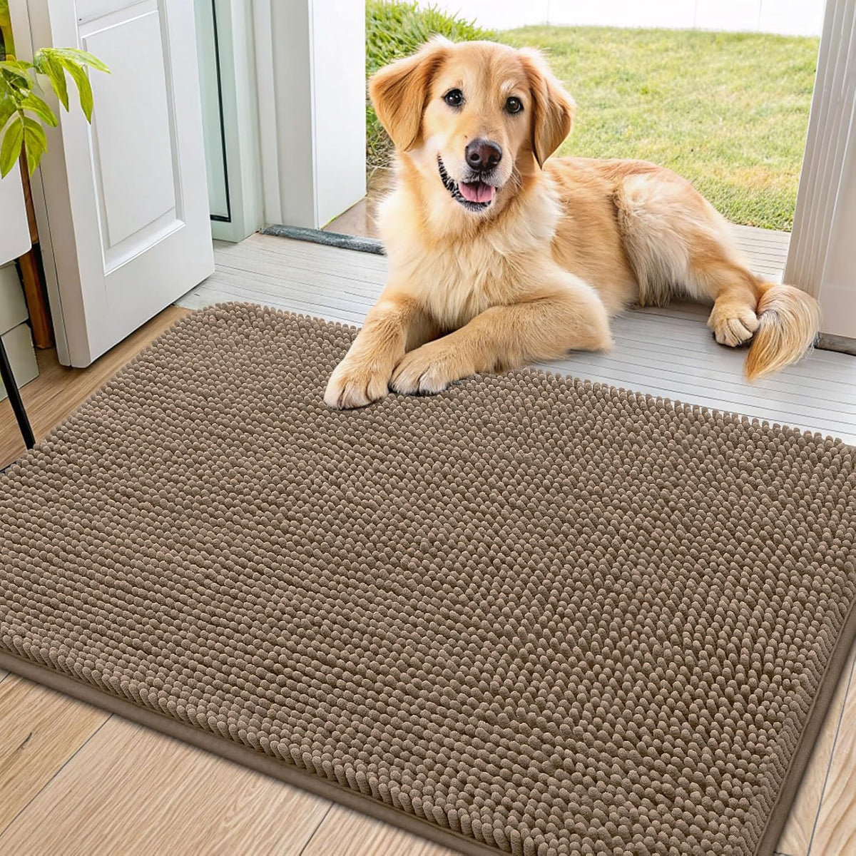 Smiry Dog Door Mat for Muddy Paws 36x24, Absorbs Moisture and Dirt Doormat, Non-Slip Washable Quick