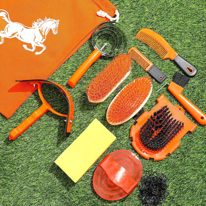 Abbylike 12 Pieces Horse Grooming Kit Racing Festival Tack Room Supplies Horse Brush Sets Equine