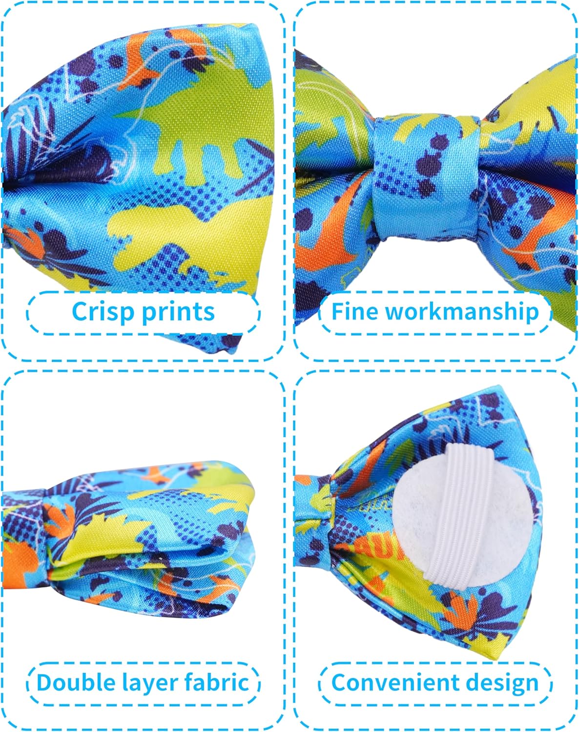 PET SHOW 10 Pack Dinosaur Small Dog Bow Ties Sliding Collar Attachments Puppy Cats Bowties for
