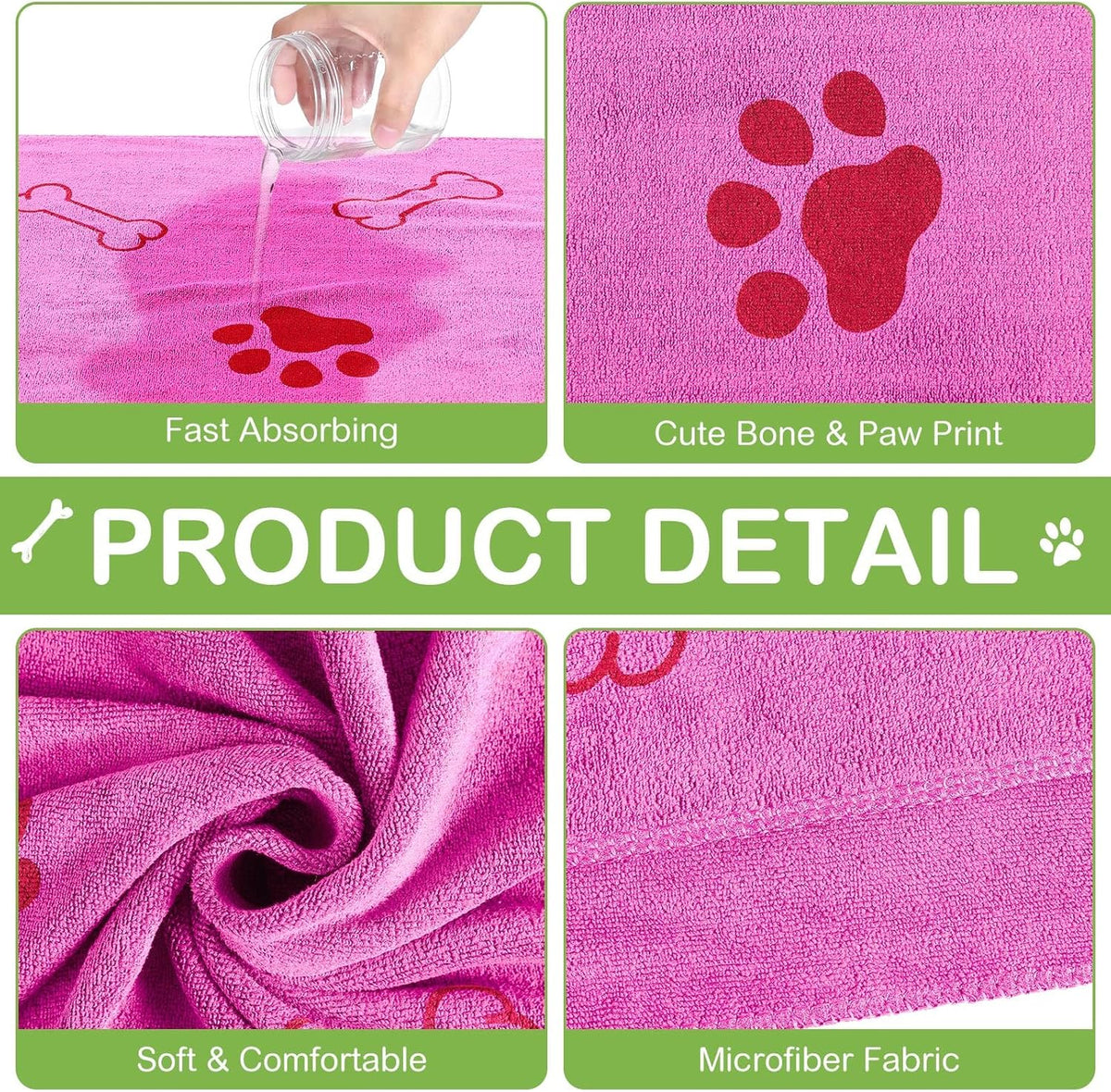 Chumia 8 Pcs Dog Towels for Drying Dogs Cats Pet Towels Bulk Puppy Microfiber Quick Drying Paw Bath