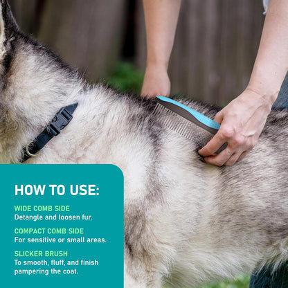 Maxpower Planet Pet Grooming Brush - Double Sided Shedding and Dematting Undercoat Rake Comb for