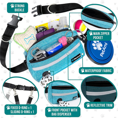 PetAmi Hands Free Dog Leash, Running Leash Belt for Walking, Jogging, Waist Zipper Pouch with Poop