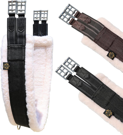 T TEKE Daily English Girths for Horses: Padded with Fleece, Double-Sided Heavy-Duty Elastic and
