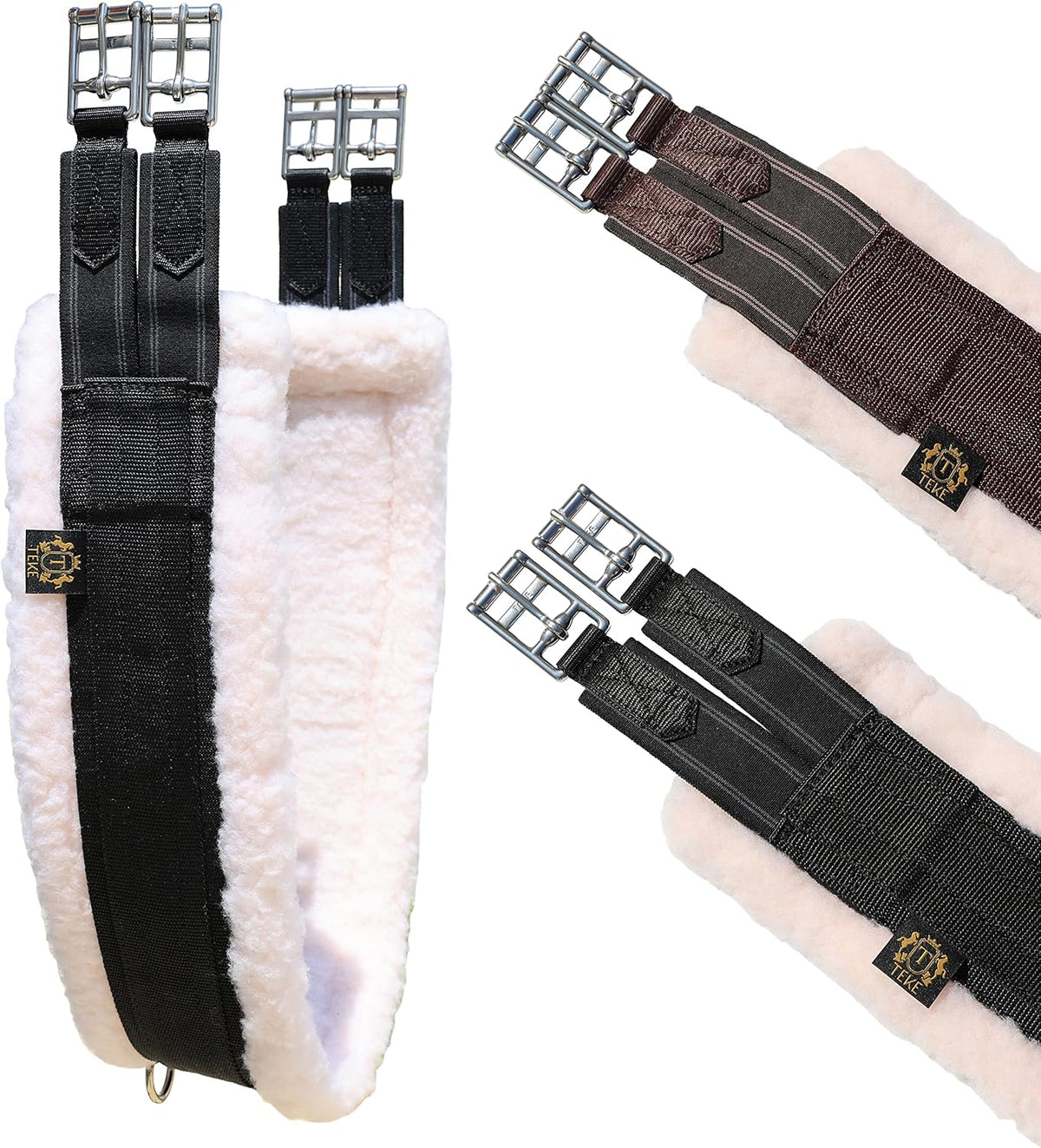 T TEKE Daily English Girths for Horses: Padded with Fleece, Double-Sided Heavy-Duty Elastic and
