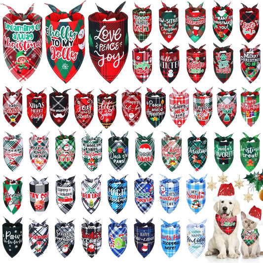 Abbylike 50 Pcs Dog Bandanas Bulk Pet Scarfs Triangle Bibs Adjustable Washable Puppy Kerchief