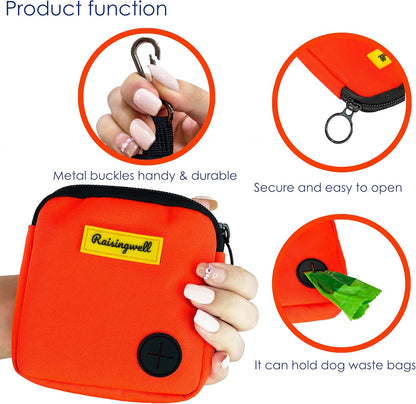 Dog Treat Pouch for Pet Walking and Training with Clicker Poop Bags Small Fanny Zipper Pack Holder