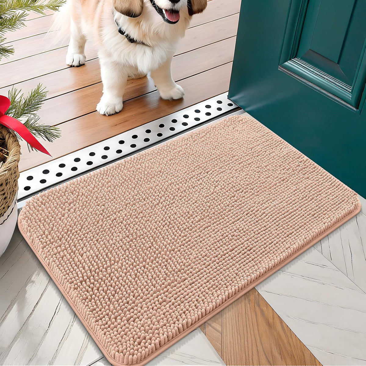OLANLY Dog Door Mat for Muddy Paws 30x17, Absorbs Moisture and Dirt, Absorbent Non-Slip Washable