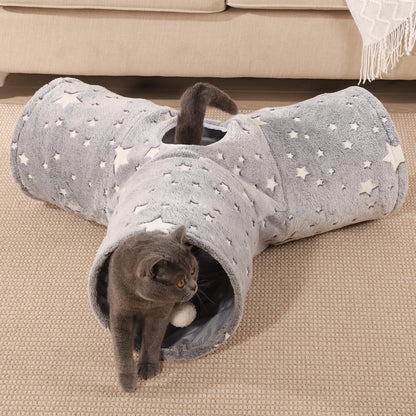 Tempcore Pet Cat Tunnel Tube Cat Toy 3 Way Collapsible, Cat Tunnels for Indoor Cats Self-Luminous