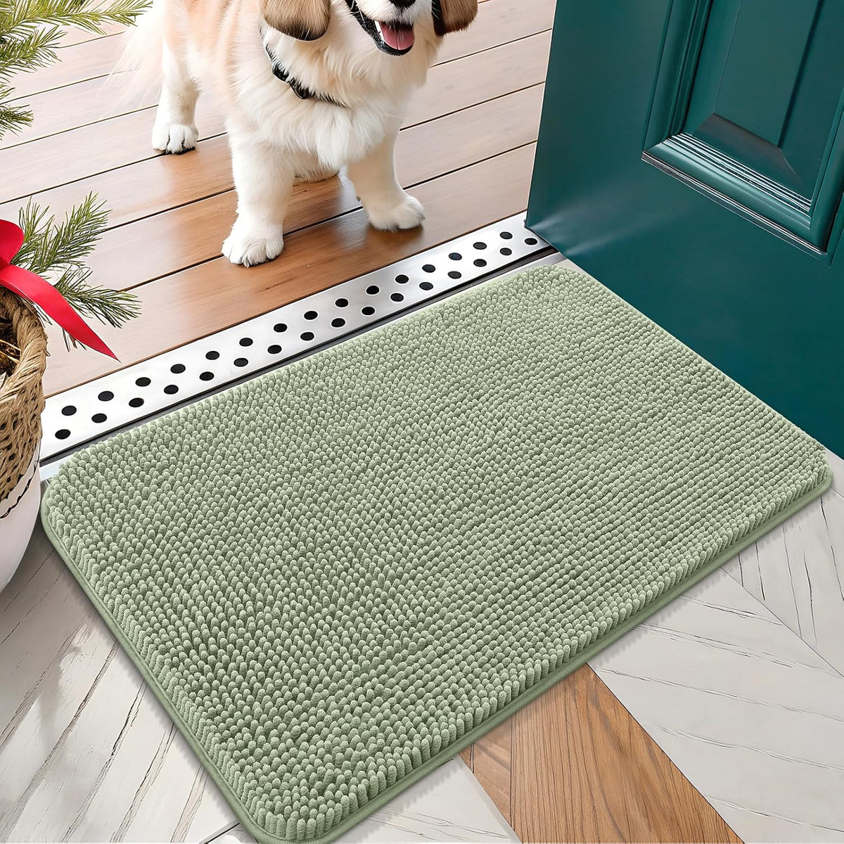 OLANLY Dog Door Mat for Muddy Paws 24x16, Absorbs Moisture and Dirt, Absorbent Non-Slip Washable