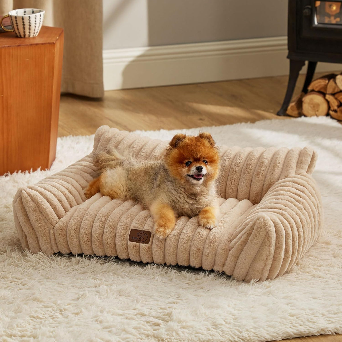 Bedsure Cute Cat Couch for Pets - Fluffy Small Dog Sofa with Premium Soft Corduroy Fleece, Pet Sofa