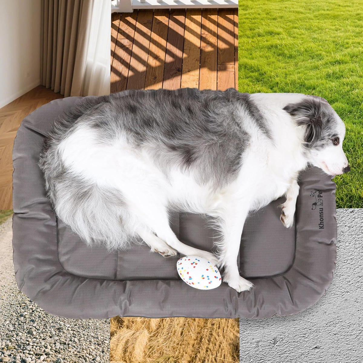 KHONSU PET Durable Dog Bed Tough and Tear Proof Dog Crate Bed, 800lbs Tear Strength PVC-Backed