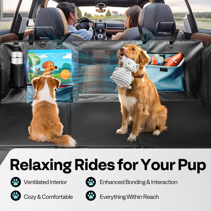 Dog Car Seat Cover for Back Seat 53", Upgraded PU Leather Back Seat Extender with Hard Bottom Holds