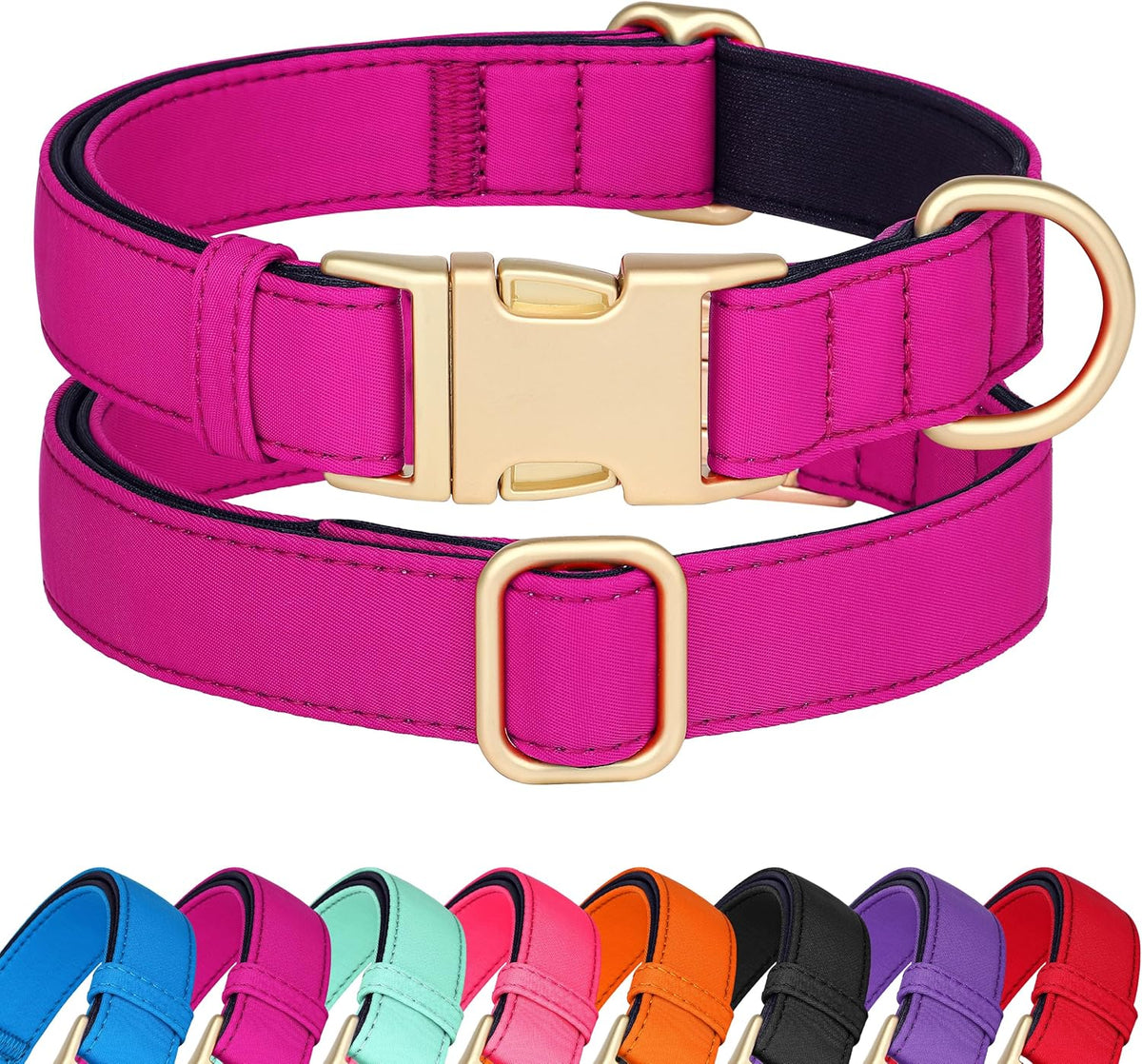 Didog Soft Padded Dog Collar for Large Dogs, Colorful and Durable Pet Collar with Quick Release
