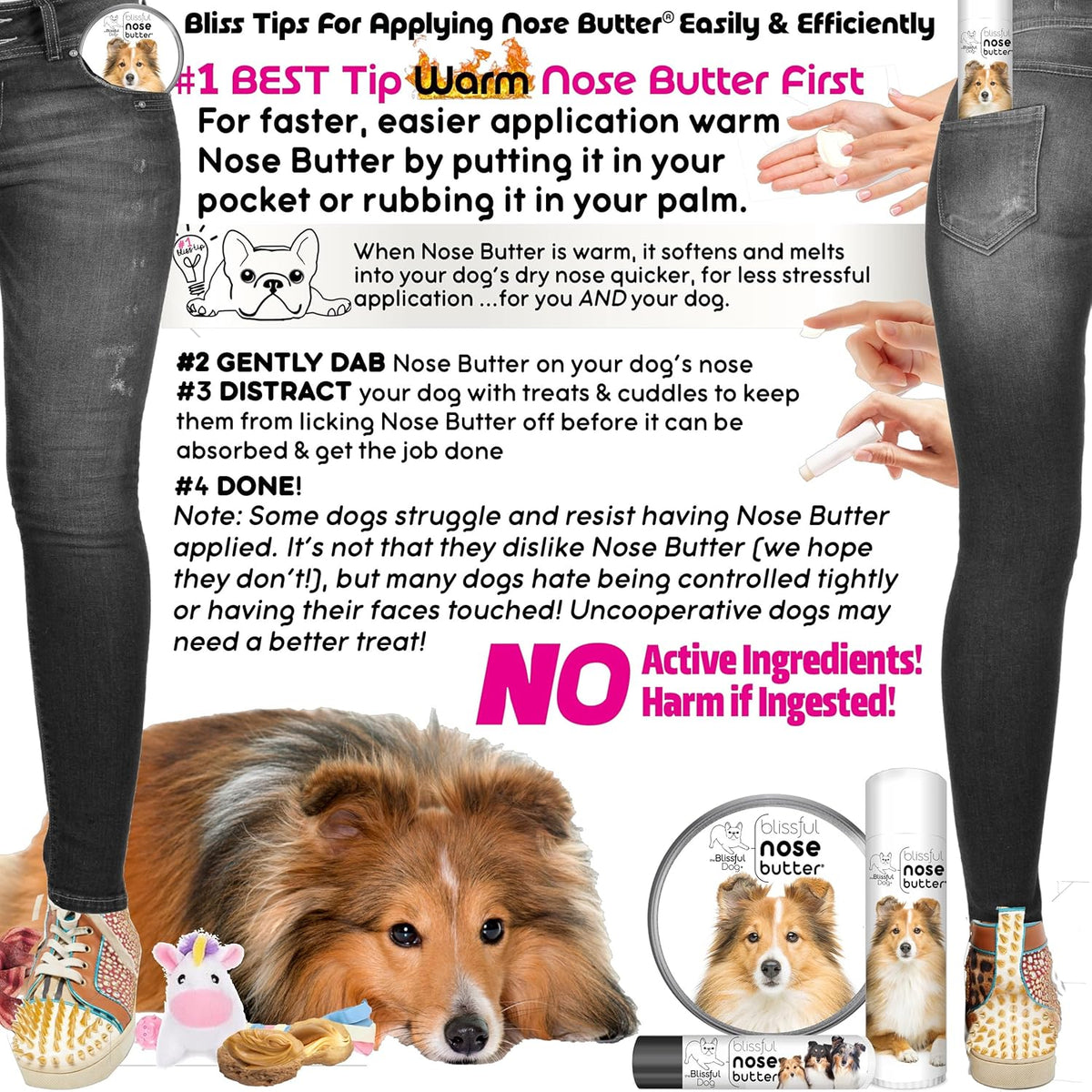The Blissful Dog Shetland Sheepdog Nose Butter for Dry, Cracked Skin, Lick-Safe Dog Nose Balm with