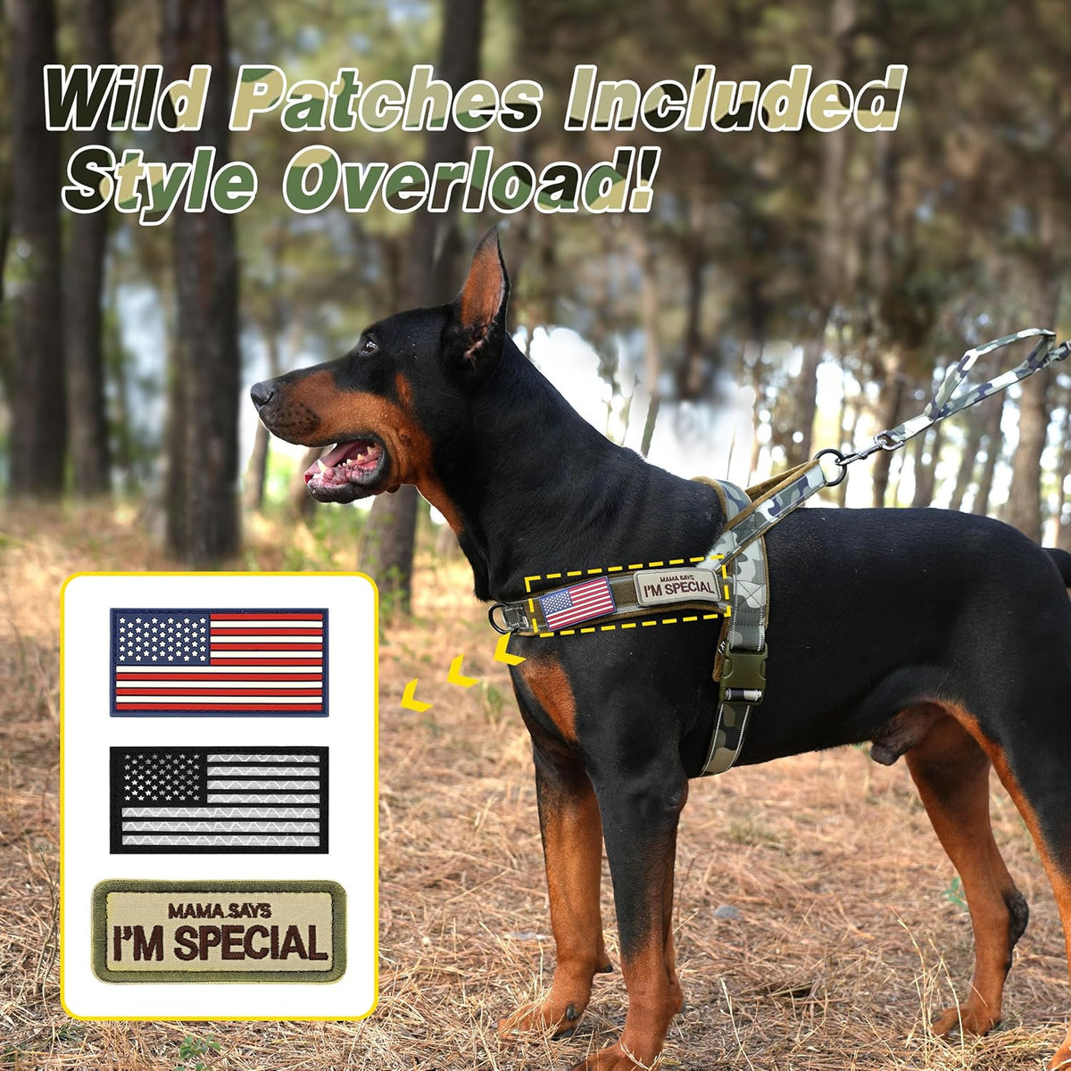 Forestpaw No Pull Dog Harness - Soft Flannel Padded Tactical Dog Vest Harness with Quick Release