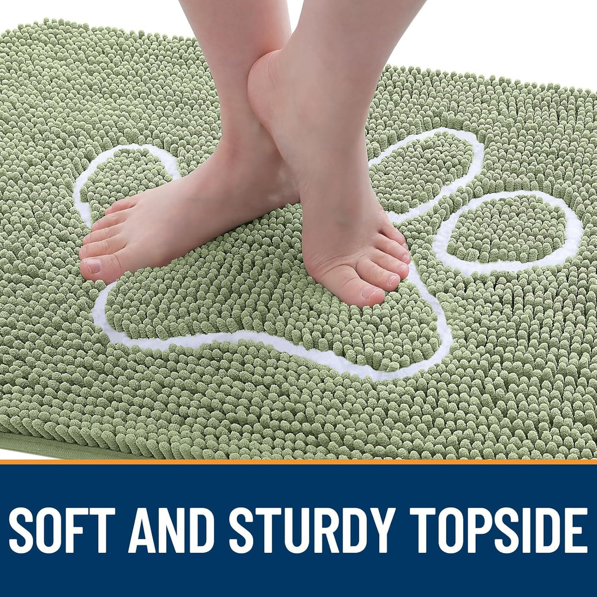 OLANLY Door Mat for Muddy Dog Paws 70x46, Ultra Absorbent Chenille Mud Doormat with Paw Print
