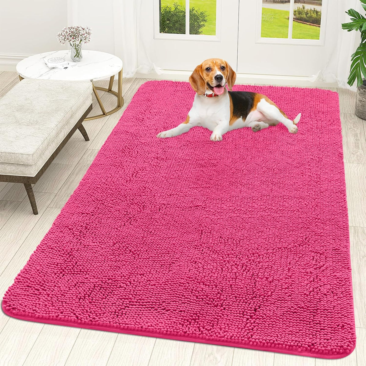 OLANLY Dog Door Mat for Muddy Paws 59x35, Absorbs Moisture and Dirt, Absorbent Non-Slip Washable