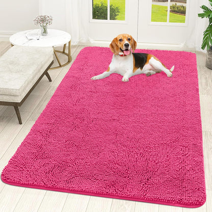 OLANLY Dog Door Mat for Muddy Paws 59x35, Absorbs Moisture and Dirt, Absorbent Non-Slip Washable