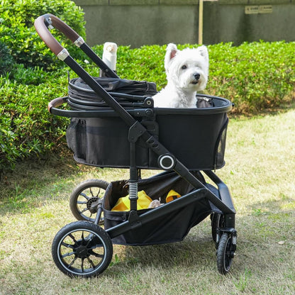 Pet Stroller with 4 Wheels, 3 IN 1 Folding Puppy Strollers for Small/Medium Dogs Cats up to 50lbs
