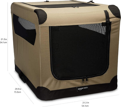 Amazon Basics 2-Door Portable Soft-Sided Folding Soft Dog Travel Crate Kennel, Medium (M 30" x 21"