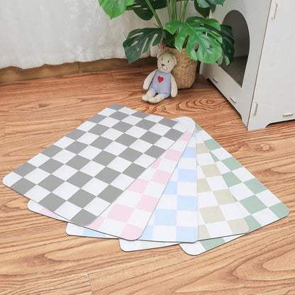 Ralxion Checkered Dog Feeding Mat, Absorbent Mats for Dog Food and Water Bowl, Dispenser, Retro