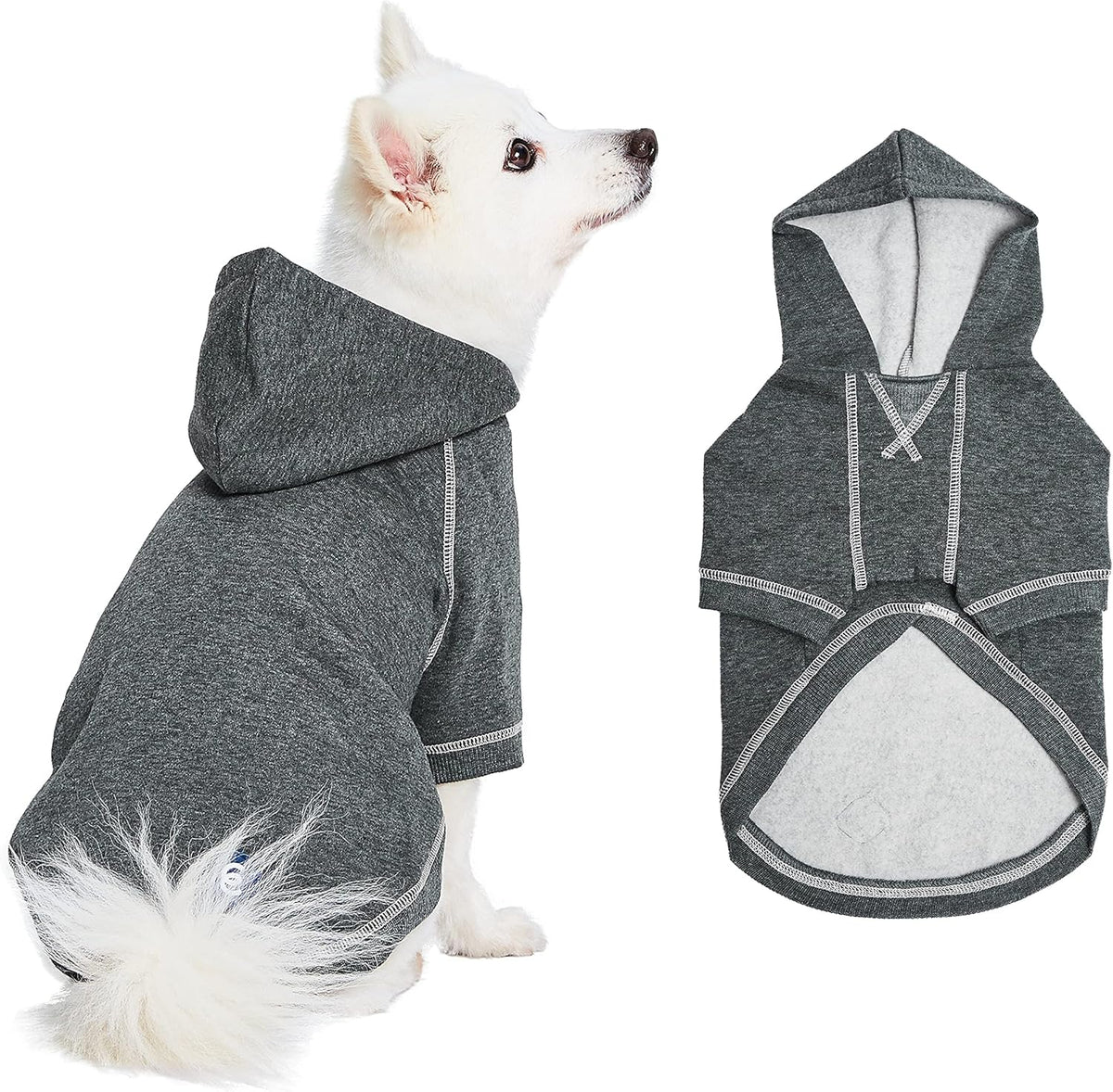 Blueberry Pet Essentials Dog Hoodie – 10 inch, Cotton‑Blend Sweatshirt with Hood, Charcoal Grey