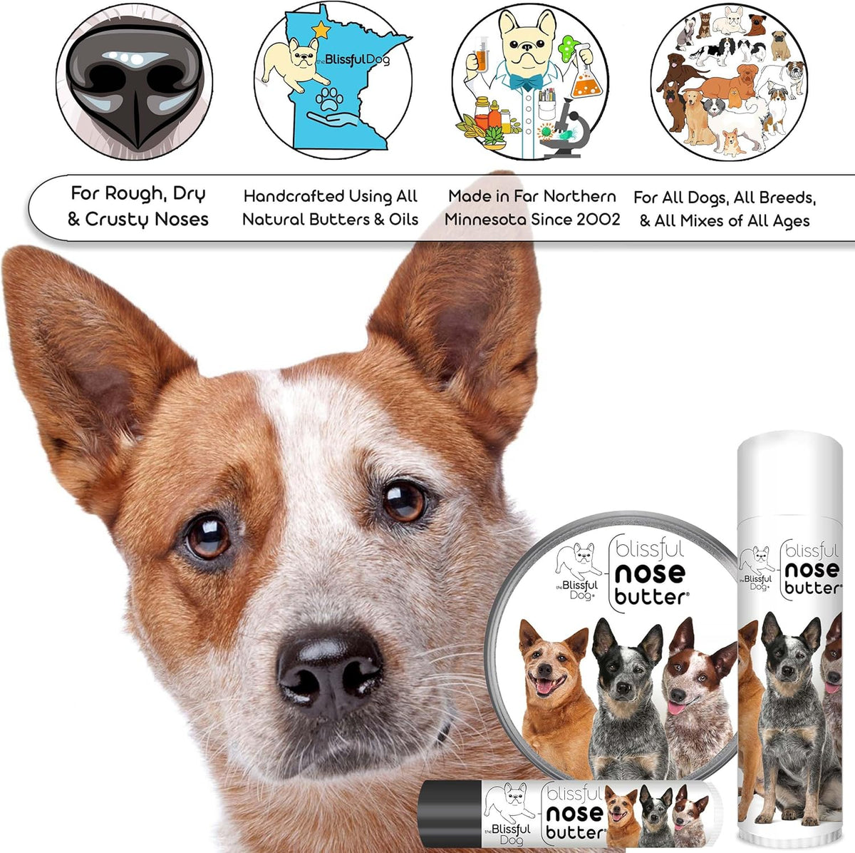 The Blissful Dog Australian Cattle Nose Butter, Versatile Dog Nose Balm for Dry Nose, Handcrafted