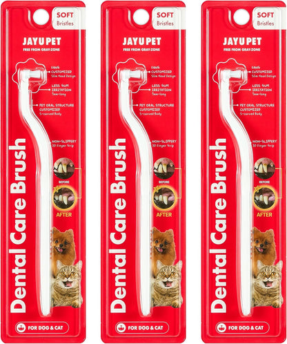 JAYU PET Dental Care Brush (Soft Bristles) 3ea - Dog Toothbrush, Cat Toothbrush, Dental Care for