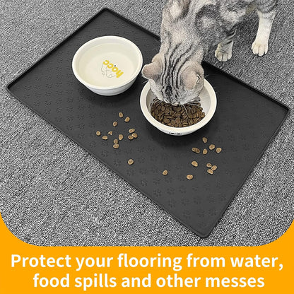 Ptlom Silicone Pet Placemat for Dog and Cat, Waterproof Anti-Slip Pet Feeding Bowl Mats for Food