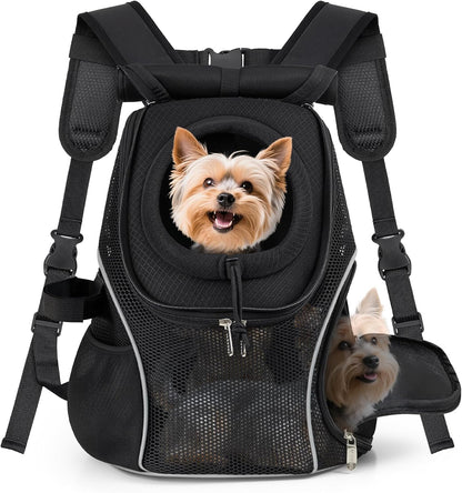 WOYYHO Pet Dog Carrier Backpack with Top and Side Windows, Small Dog Front Backpack Ventilated Mesh